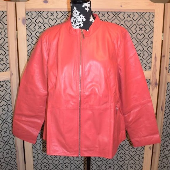 NWT Jessica London Genuine Leather Bomber style jacket...